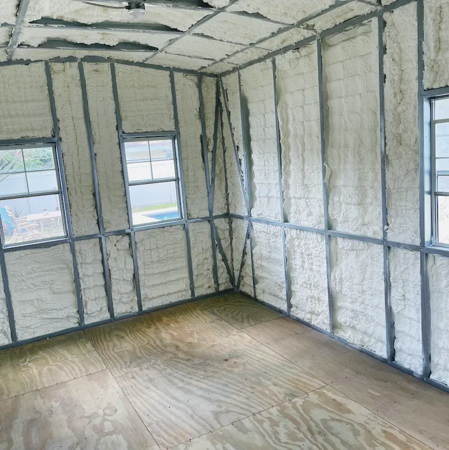 Closed-cell spray foam insulation applied to wall cavities in a residential project in Glendale